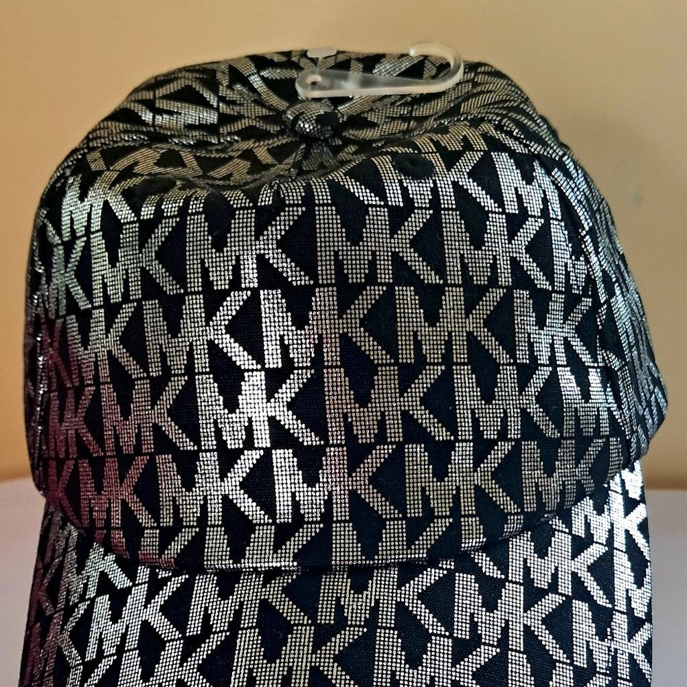 Michael Kors Black and Silver Adjustable MK Logo Cap.BNWT